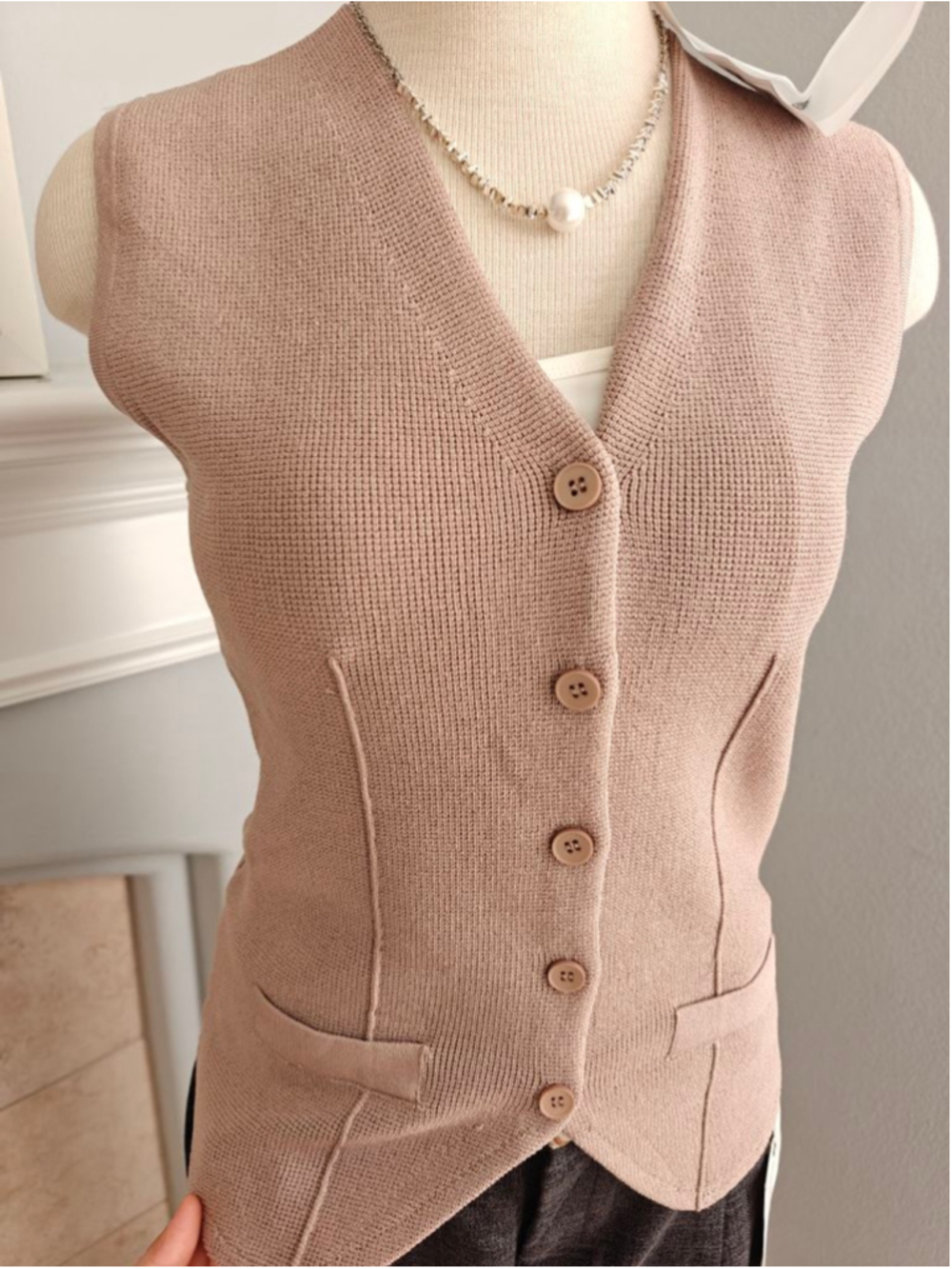 Minimalist Knit Vest Top | Soft Taupe
